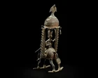 A bronze figure of Indra on Airavata, Bastar, Eastern India, 19th century, 
Under a domed...