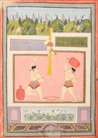 An illustration to a Ragamala series : Desakh raga, Bundi, Rajasthan, North India, 18th...