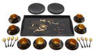 
	
		A Chinese painted lacquer coffee set, 20th century, comprised of eight cups and saucers...