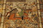 A pair of Persian Kashan silk pictorial rugs, late 19th/early 20th century, woven with nobleman...
