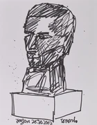 Jogen Chowdhury, (Indian b. 1939-),Five ink studies: Bearded man (Toronto); Standing woman; Head...