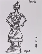 Jogen Chowdhury, (Indian b. 1939-),Five ink studies: Bearded man (Toronto); Standing woman; Head...