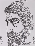 Jogen Chowdhury, (Indian b. 1939-),Five ink studies: Bearded man (Toronto); Standing woman; Head...