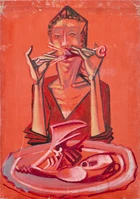 Eric James Malthouse, British 1914–1997 - Woman with Turkey Bone I; oil on canvas, titled...
