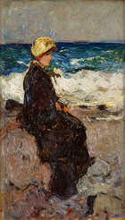 
	
		James Campbell Noble RSA, 
		Scottish 1845-1913- 
		
		Looking out to Sea, 1870;...