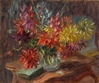 Louis Jacque-Monteil, French 1897-1987 - Dahlias; oil on canvas, signed lower right 'L...