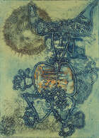 
	
		Mumtaz J. A. Khan (Indian, b. 1947), Tribal-God, Intaglio print in colours, Signed,...