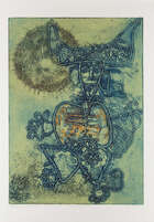 
	
		Mumtaz J. A. Khan (Indian, b. 1947), Tribal-God, Intaglio print in colours, Signed,...