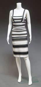 
	
		Herve Leger, an elasticated bandage dress , black, grey and silver horizontal stripe,...