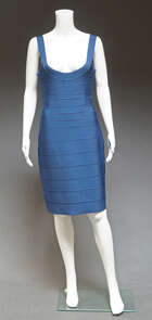 
	
		Herve Leger, an elasticated bandage dress , black, grey and silver horizontal stripe,...