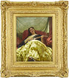 
	
		Louis Emile Pinel de Grandchamp, 
		French 1831-1894- 
		The mandolin player; 
		oil...