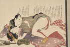 
	
		Hokusai School, Japanese c.1820s, seven shunga prints depicting various amorous couples,...