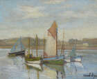
	
		Coran DYs, 
		
		French 1877-1954- 
		 
		Bateaux au mouillage; 
		 
		oil on...