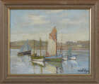 
	
		Coran DYs, 
		
		French 1877-1954- 
		 
		Bateaux au mouillage; 
		 
		oil on...