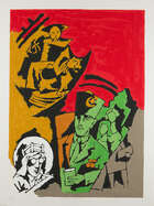 
	
		A group of 5 serigraphs from the OPCE series by Maqbool Fida Husain (India 1913-2011),...
