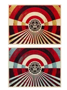 Shepard Fairey, American, b.1970- Tunnel vision; two lithographs in colour, both from the...