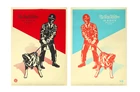 Shepard Fairey, American, b.1970 and Franciso II Reyes- My dog walker is a dick, 2021; two...