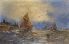 
	
		Follower of Abraham Hulk Snr, 
		Dutch 1813-1897- 
		 
		Coastal seascapes in stormy...
