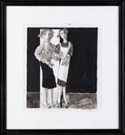 
	
		John Barnicoat, 
		British 1924-2013 - 
		 
		Two Women, 2001; 
		 
		ink and pencil...