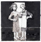 
	
		John Barnicoat, 
		British 1924-2013 - 
		 
		Two Women, 2001; 
		 
		ink and pencil...