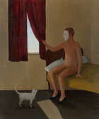 
	
		John Kirby, 
		British b.1949 - 
		 
		Man with a White Cat, 1995; 
		 
		oil on...