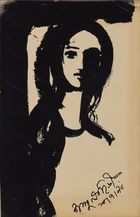 Shanu Lahiri (Indian 1928 - 1913), 
Two studies of heads;
Ink on paper card, both signed and...