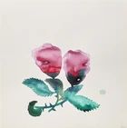 Nadia Ayari (Tunisian b. 1981-), 
Four watercolours depicting a plant; two flowers; a seated...