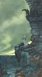 
	
		Elizabeth M. Craig, 
		British 1893-1968- 
		 
		Figure on a precipice; 
		 
		