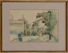 Georges Dominique Rouault,
French 1904-2002-
Street scene;
watercolour and pencil on paper,...