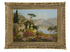 
	
		Alois Arnegger, 
		 
		Austrian 1879-1963- 
		 
		View of houses and gardens on the...