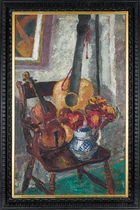 Archibald Ziegler, British 1903-1971 - Still life with a guitar and violin; oil on board,...