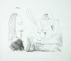 Pablo Picasso, Spanish 1881-1973, Female nude with artist, 1968; etching on wove, signed in...