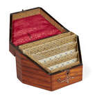 
	
		A French satinwood and cut-steel slope-front lidded &#39;Envelopes&#39; box, 19th century,...