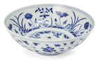 
	
		A Chinese porcelain &#39;lotus pond&#39; bowl for the Tibetan market, Lança symbol mark to base,...