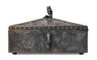 
	
		A cold-painted bronze card box, possibly American
		First quarter 20th Century
		Bronze...