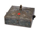 
	
		A cold-painted bronze card box, possibly American
		First quarter 20th Century
		Bronze...