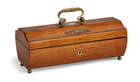 
	
		A French satinwood sarcophagus sewing necessaire, 19th century, the lid with gilt metal...