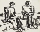 
	
		RETURN Josef Herman OBE RA, 
		Polish/British 1911-2000 - 
		 
		Two miners seated;...