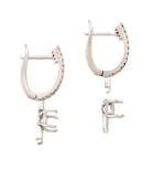 A pair of 18ct white gold diamond set earring mounts with vacant collets, designed as a...