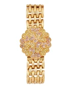Corum. An 18ct gold diamond set quartz watch with custom cover and braceletReference 24.212.65,...