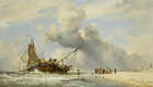 
	
		Edward William Cooke RA, 
		 
		British 1811-1880- 
		 
		Fishermen landing their...