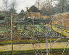 
	
		Olwyn Bowey RA, 
		British b.1936- 
		 
		The Walled Garden; 
		 
		oil on board,...