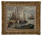 
	
		Paul Morchain, 
		French 1876-1939 - 
		 
		Thonniers au quai - Matin, Douarnenez;...