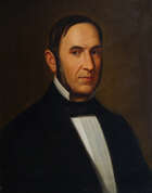 
	
		American School, late 19th century- Portrait of a man in a bow tie, with portrait of a...