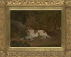
	
		Circle of Charles Towne, 
		British 1763-1840- 
		 
		Dog with a hare in woodland;...