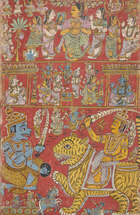 
	
		A scroll depicting Markandeya and Bhavana Rishi Purana performed before the Padma Sale,...