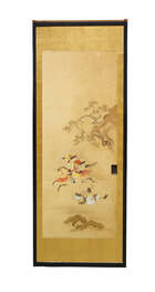 
	
		A set of four Japanese painted sliding doors, Meiji period, ink and colour on paper,...