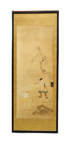 
	
		A set of four Japanese painted sliding doors, Meiji period, ink and colour on paper,...