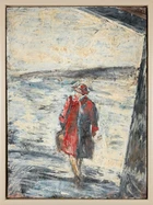 Emrys Williams, British b.1958 - Woman by a Shelter, 1987; oil on canvas, 103.4 x 75.3 cm (ARR) 