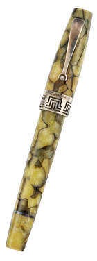 
	
		A celluloid pen, by Montegrappa, and a pen display box by Mont Blanc, the pen with green...